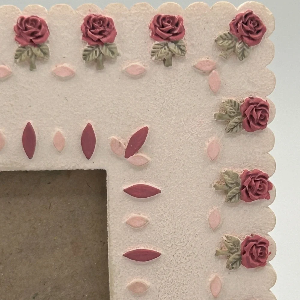 Prinz Picture Frame 2.5x3.5 Cream Rose Cottage Core‎ Shabby Chic